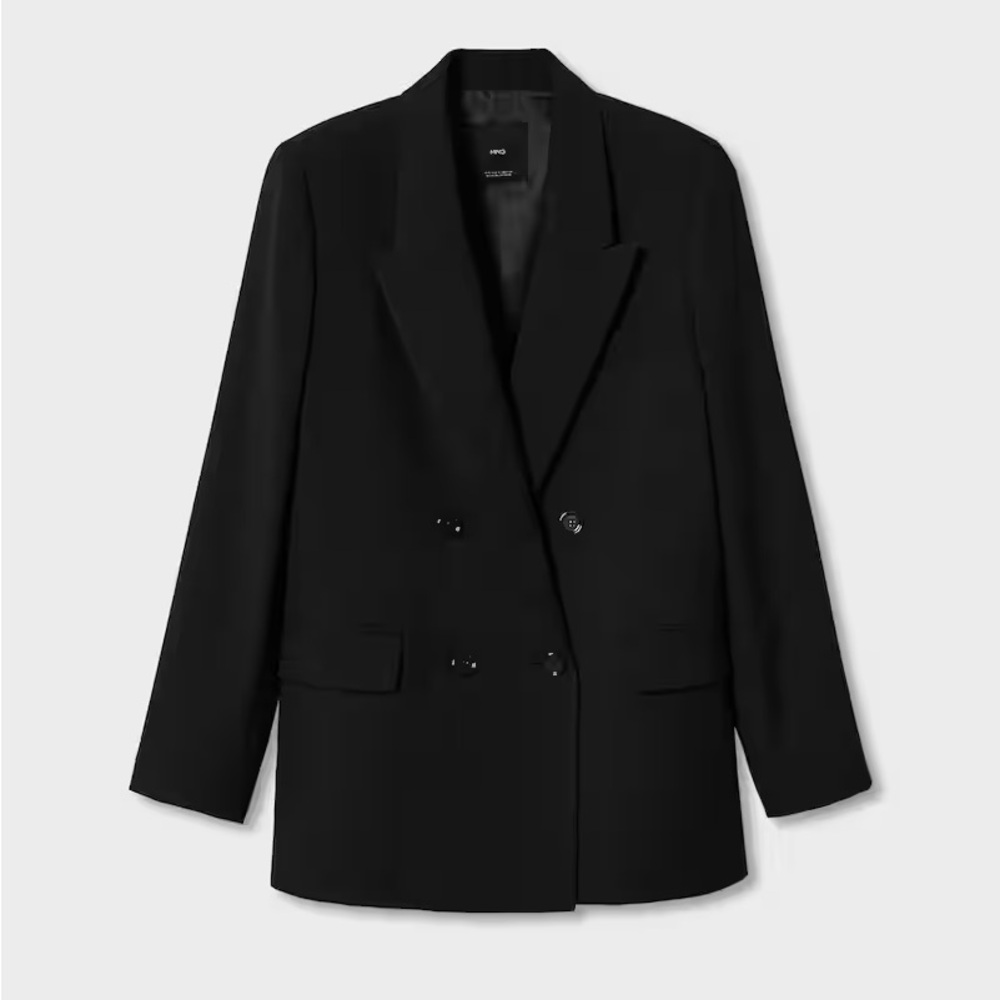 Mango Double-breasted blazer black
